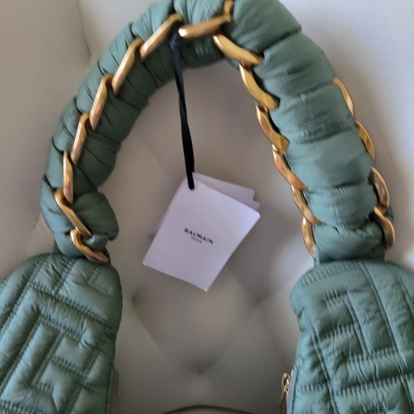 Balmain Pillow Monogram Quilted Nylon Hobo Bag NWT - Picture 4 of 14